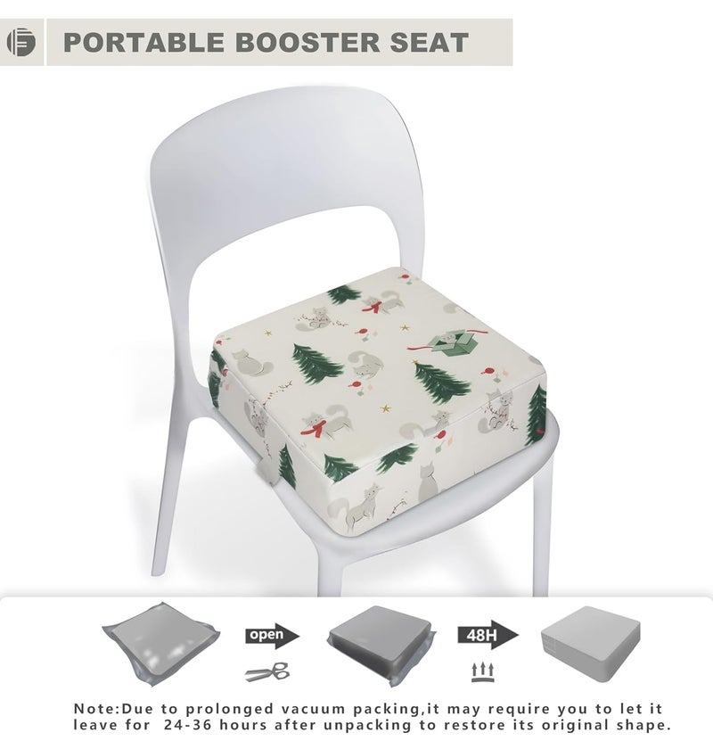 Funcority Toddler Booster Seat for Dining Table, Portable Booster Seat for Kitchen Chair, 4 Inch High-Density Foam Cushion with Adjustable Safety Straps and Non-Slip Bottom, Perfect for Kids Travel and Daily - Image 5